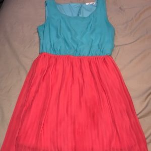 Light blue and coral dress